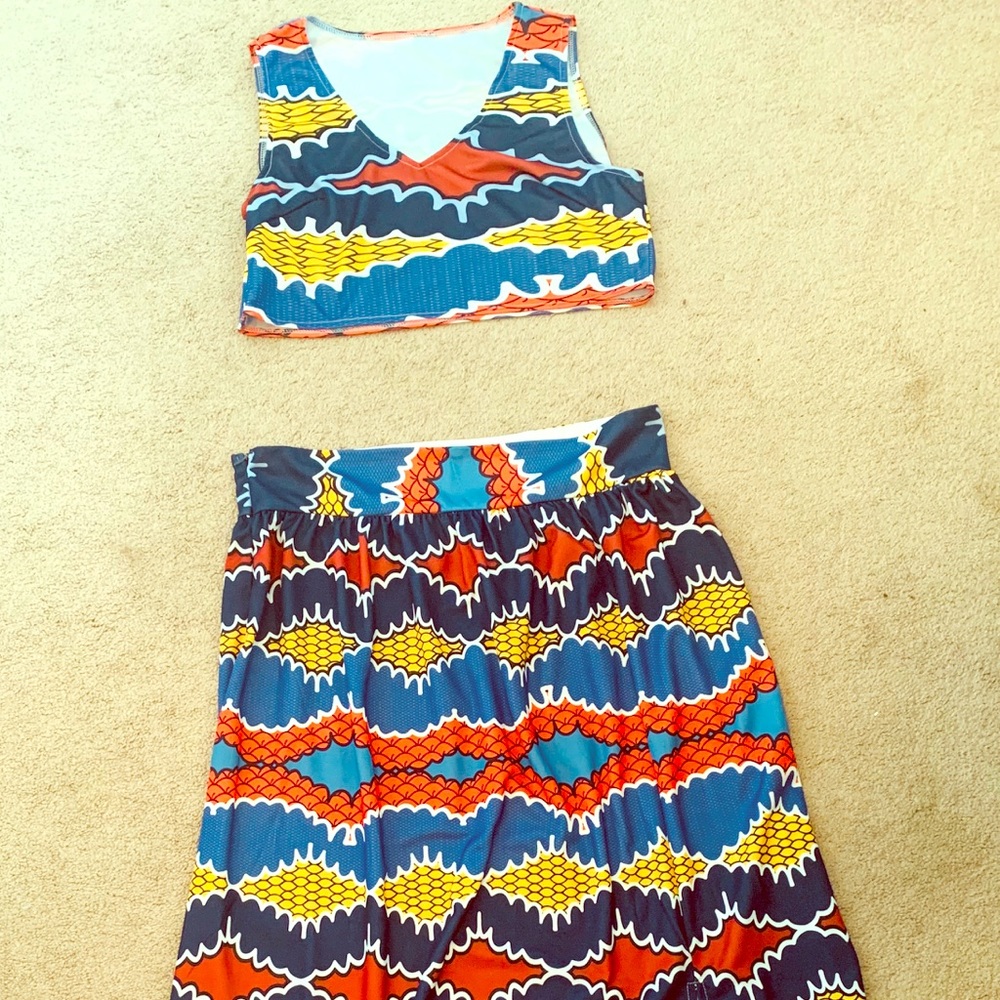 Two piece crop skirt set